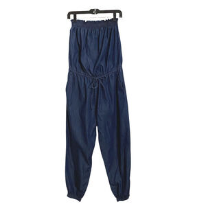 YMI 1pc Denim Jeans Pants Crop Ankle Jogger Jumper Jumpsuit Womens Jrs XL Blue